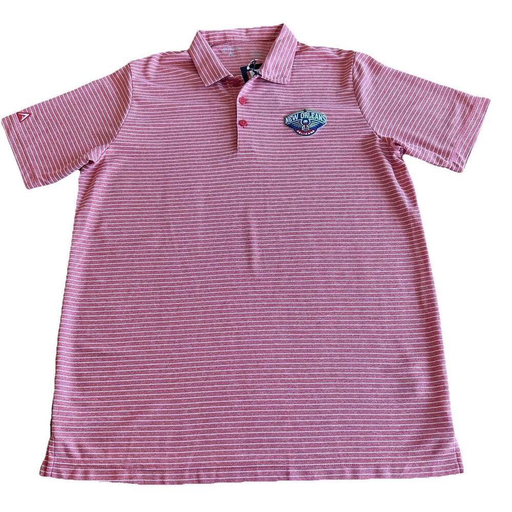 NWT Antigua New Orleans Pelicans Esteem Stripe Polo Shirt Size Men's Large